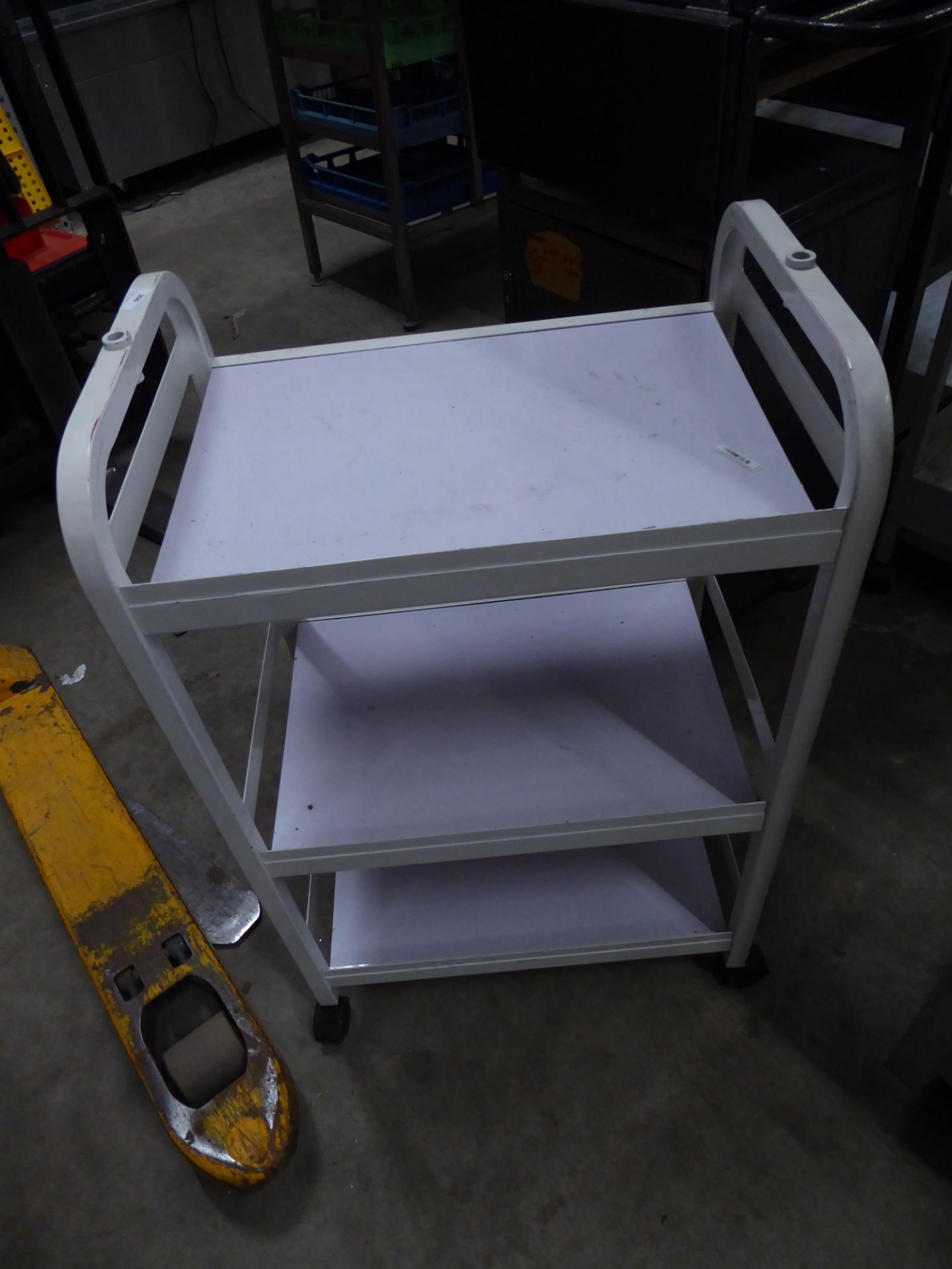 * white 3 tier trolley on castors - Image 2 of 2