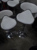 * 2 x gas lift stools with chrome bases and white seats with navy trim. Seat height 600-850