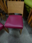 * 14 x wooden chairs with coloured seats - lime green/pink/brown