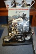 Harley Davidson Motorcycle Clock plus a Book