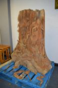 Indonesian Carved Tree Trunk Sculpture with Mermai