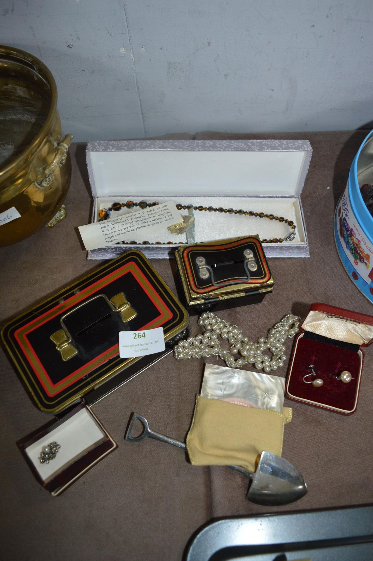 Money Boxes, Costume Jewellery, etc.