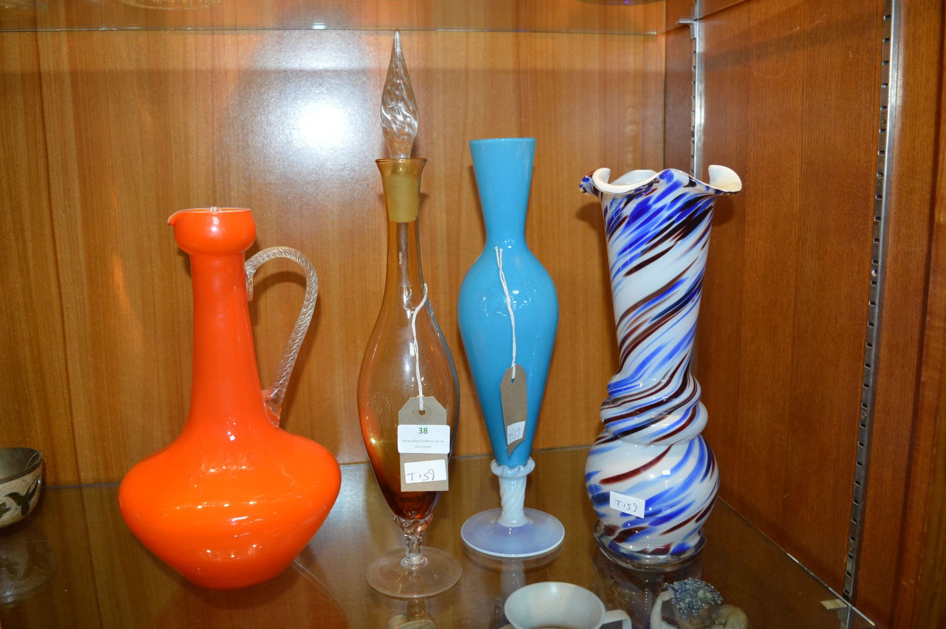 Four Retro Glass Vases Including Empoli Stevia, et