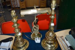 Three Brass Table Lamps