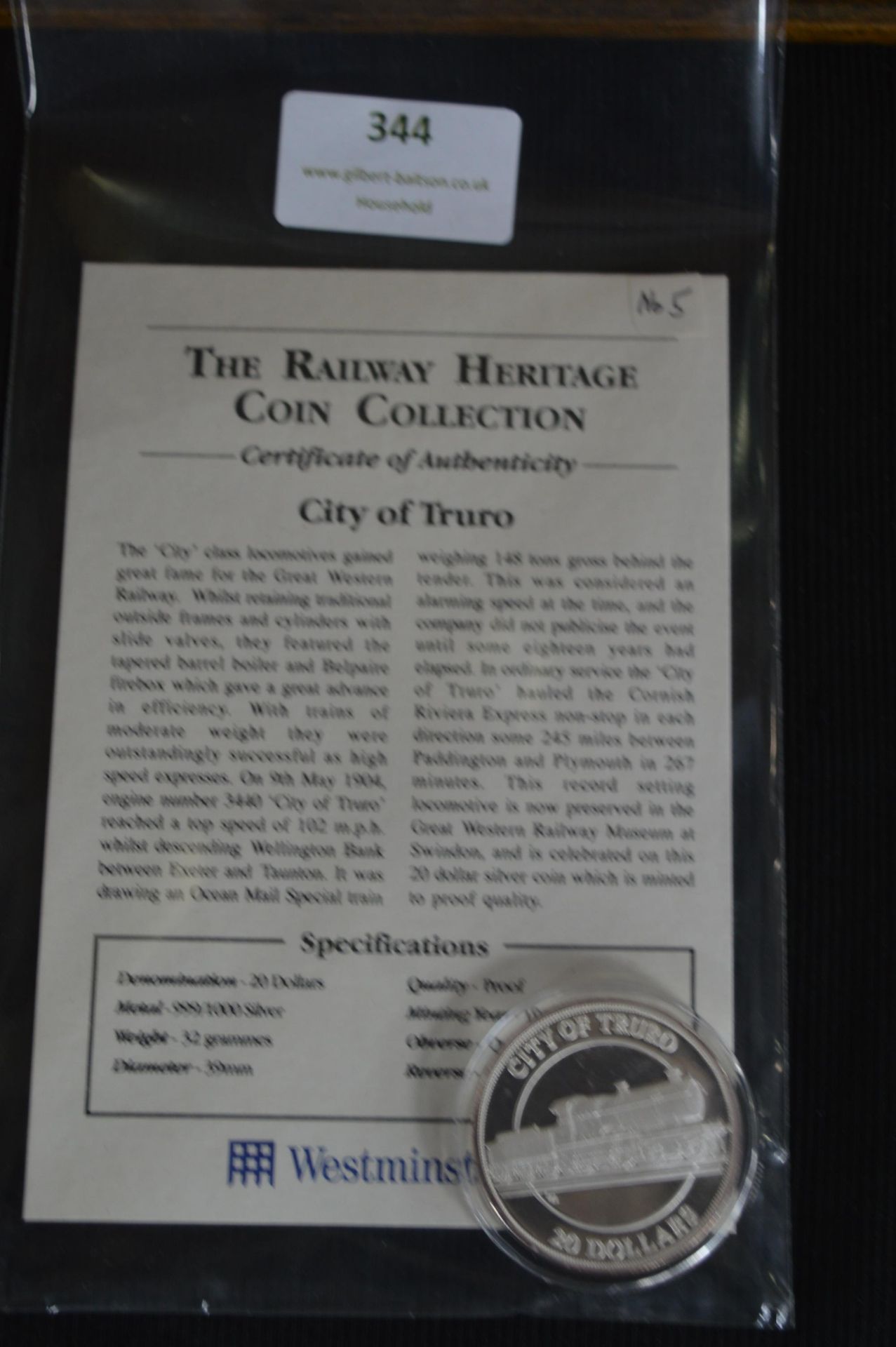 Westminster Mint 999 Silver Railway Heritage $20 C