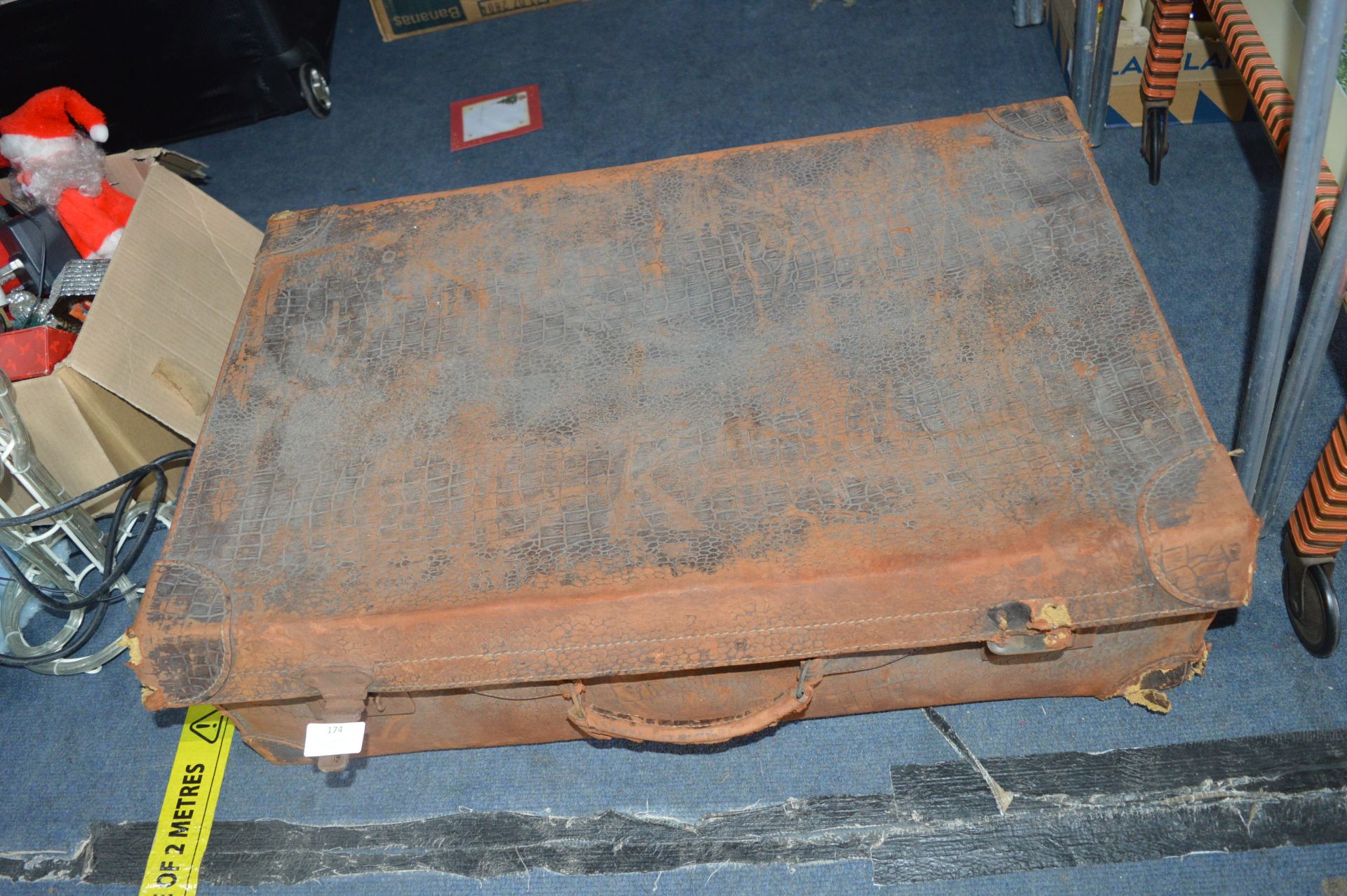 Distressed Vintage Leather Suitcase