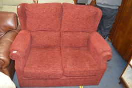 Two Seat Sofa with Burgundy Upholstery