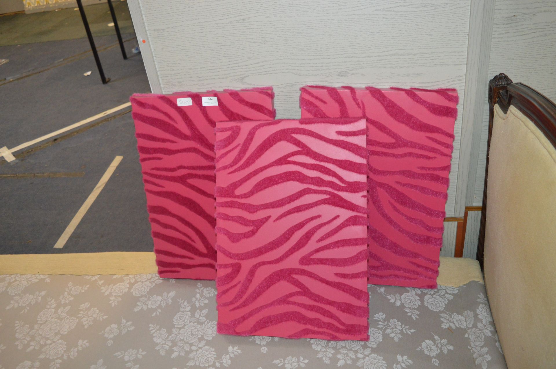 Three Pink Fabric Wall Panels