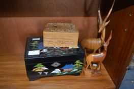 Vintage Chinese Musical Box plus Carved Animals etc.