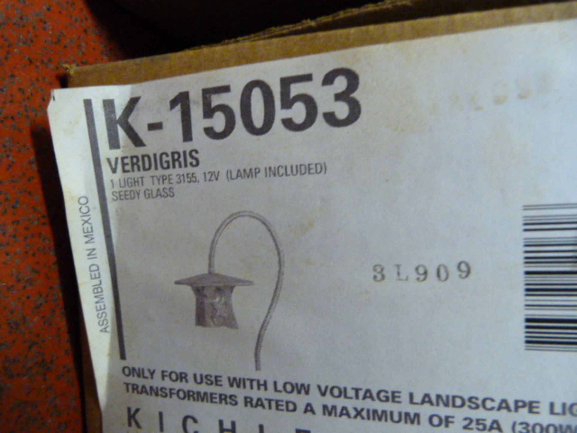 *K-15053 Verdigris Light Fitting with Seedy Glass