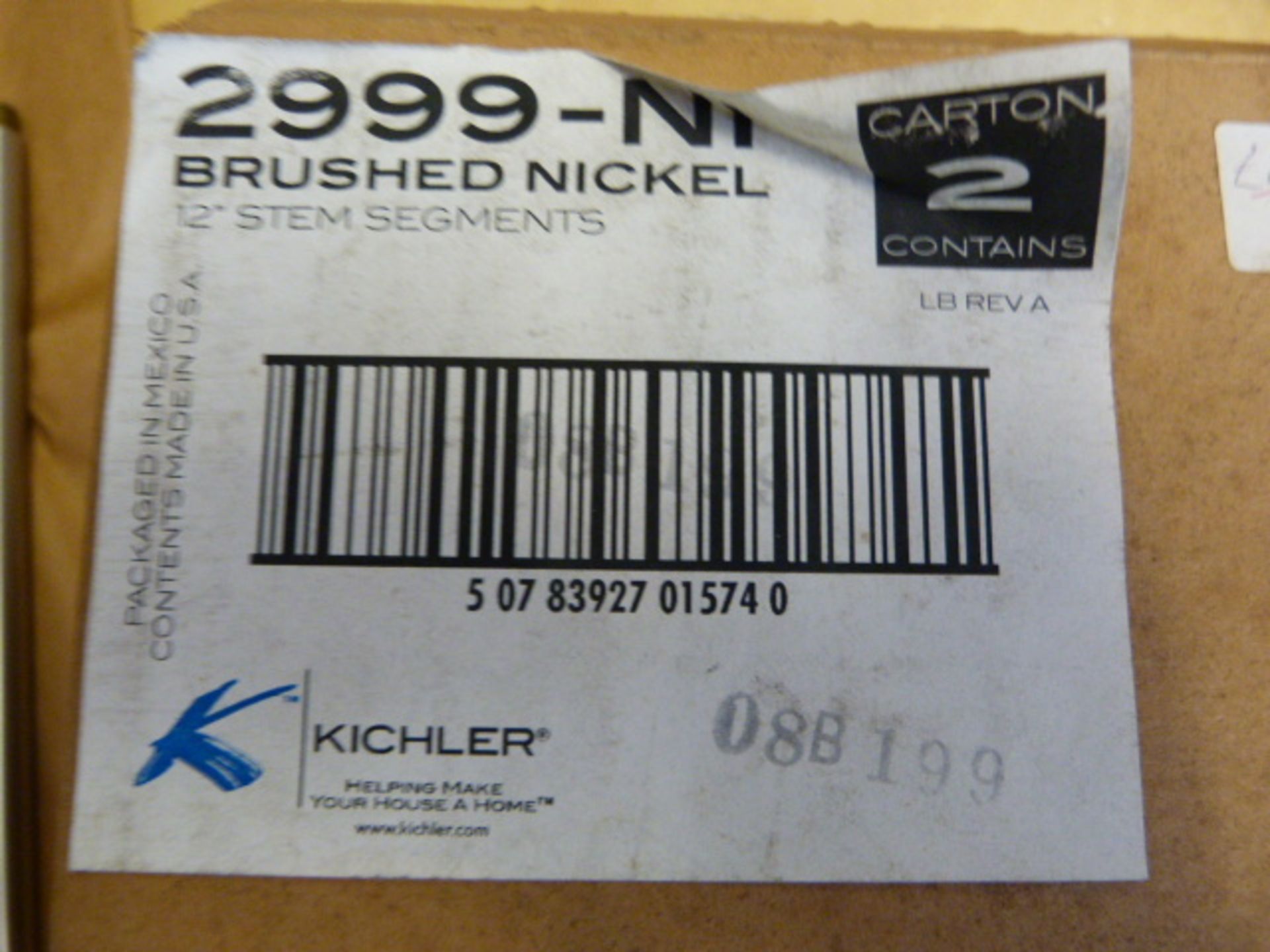 *Box of Two 2999-NI Brushed Nickel 12" Stem Segments