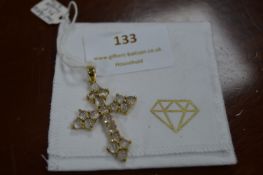 Gemphoria 925 Sterling Silver Gold Plated Crucifix Pendant ~4.7g inclusive