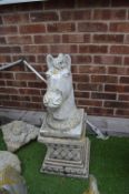 *Concrete Horse Head Ornaments on Plinth