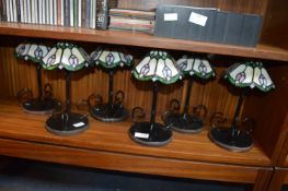 Six Leaded Glass Tabletop Candle Lamps
