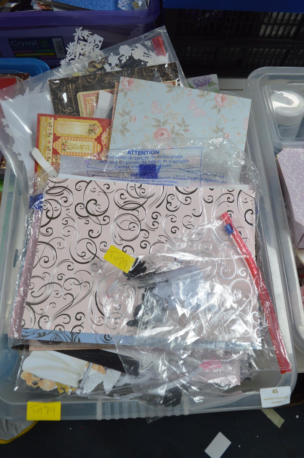 Large Tub of Decorative Papers and Cards, Oddments, Toppers, etc.