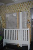 White Double Bed Frame with John Lewis Mattress
