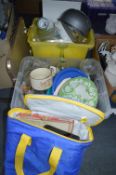 Two Tub of Pottery and Glassware plus Cool Bag etc