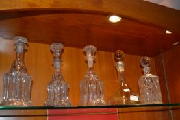 Five Lead Glass Decanters