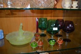 Coloured Oversized Brandy Glasses etc.