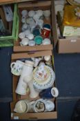 Two Boxes of Pottery Vases and Dishes, etc.