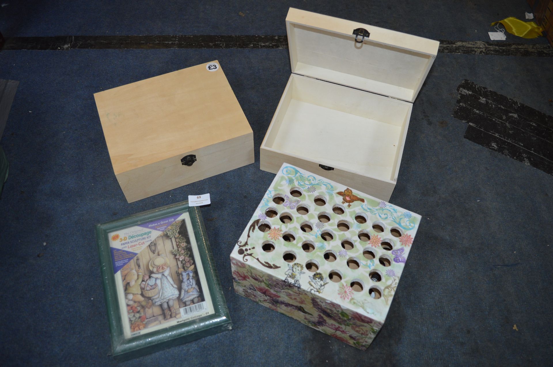 Wooden Craft Boxes, Decoupage Kit, etc.