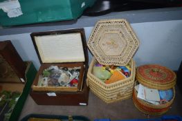 Sewing Box and Baskets plus Contents