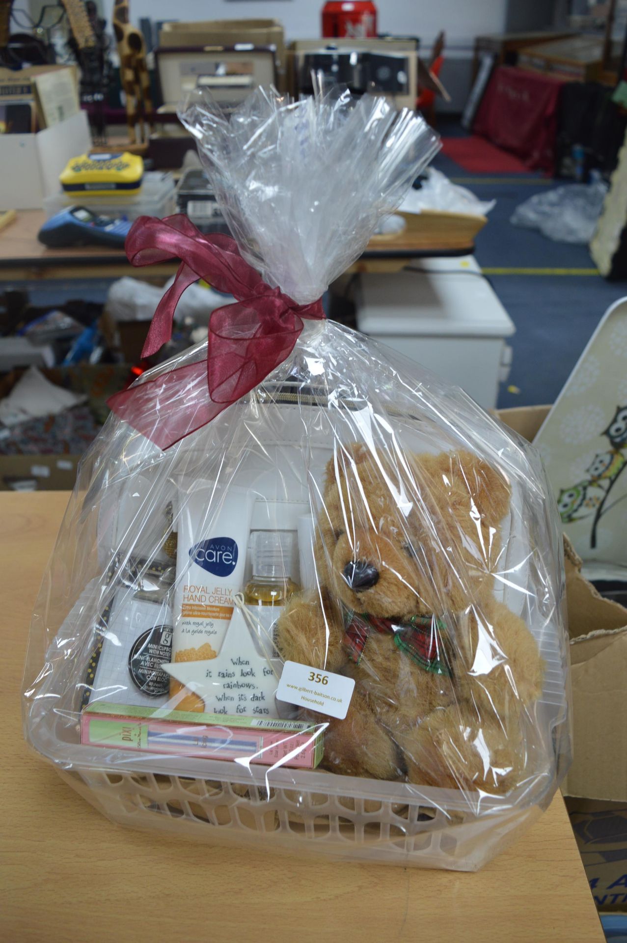 Basket of Toiletries and a Teddy Bear