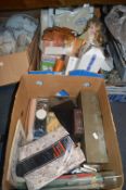 Two Boxes of Household Goods, Bedding, Curtains, D