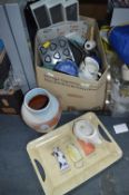 Large Box of Kitchenware, Pottery Items, Vases, et