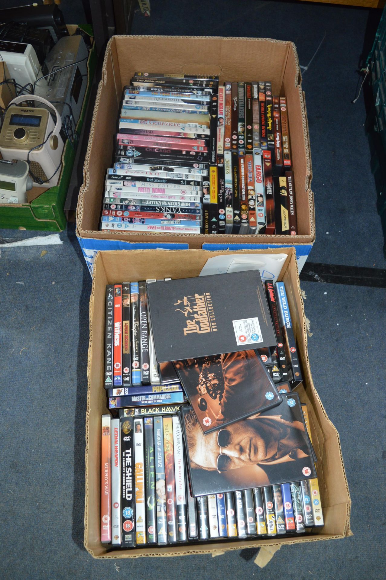Two Boxes of DVDs ~90 total