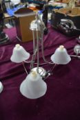Chrome & Frosted Glass Triple Light Fitting