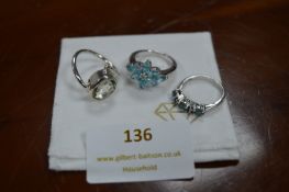Three Gemphoria 925 Sterling Silver Rings with Assorted Gemstones
