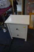 Two Drawer White Bedside Cabinet