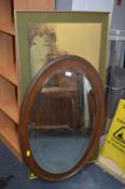 Edwardian Oval Beveled Edge Wall Mirror plus Frame