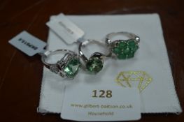 Three Gemphoria 925 Sterling Silver Rings with Zambian Emeralds etc.