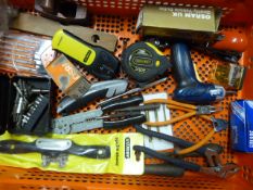 Tools including Spoke Shave, Tape Measure, Pliers etc