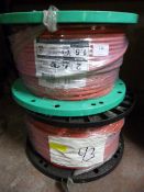 Two Unused Spools of Red 1.5mm2 Fire Alarm Cable