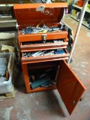 Mobile Tool Chest with Assorted Tools including Spanners, Socket Sets Etc