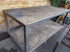 *Metal Framed Workbench with Ply top and Shelf - 101cm x 245cm x1 22cm