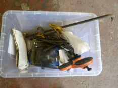 *Box of Assorted Tools Including Glass Grip, Clamp, Crowbar etc