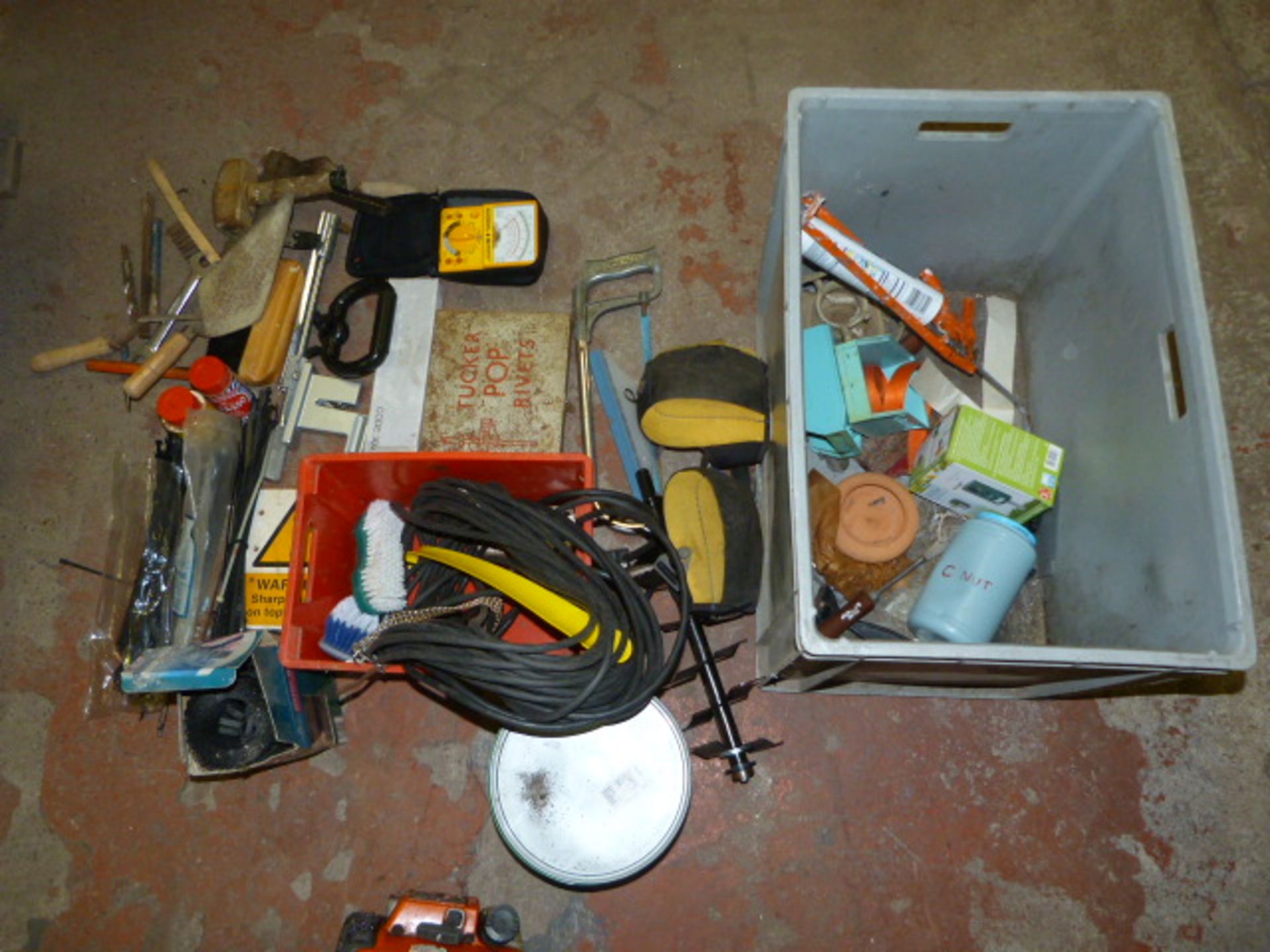 Tools and Accessories Including Cable Ties, Pop Rivet Gun, Gutter Guard, etc. (box not included)