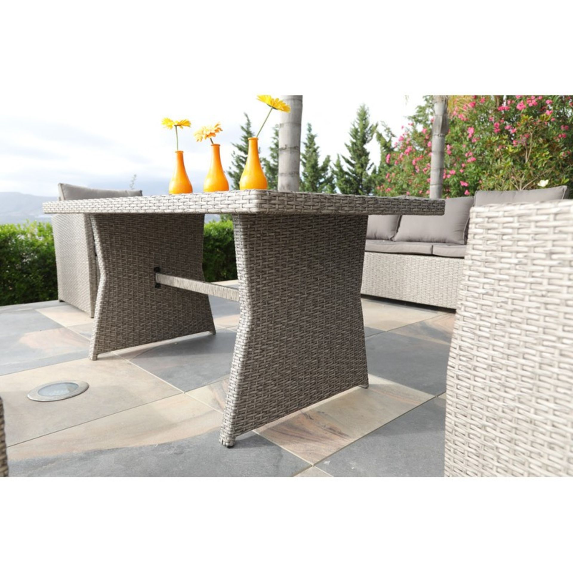 * The Brackenbury Grey PU Rattan Dining Set - Image 5 of 6