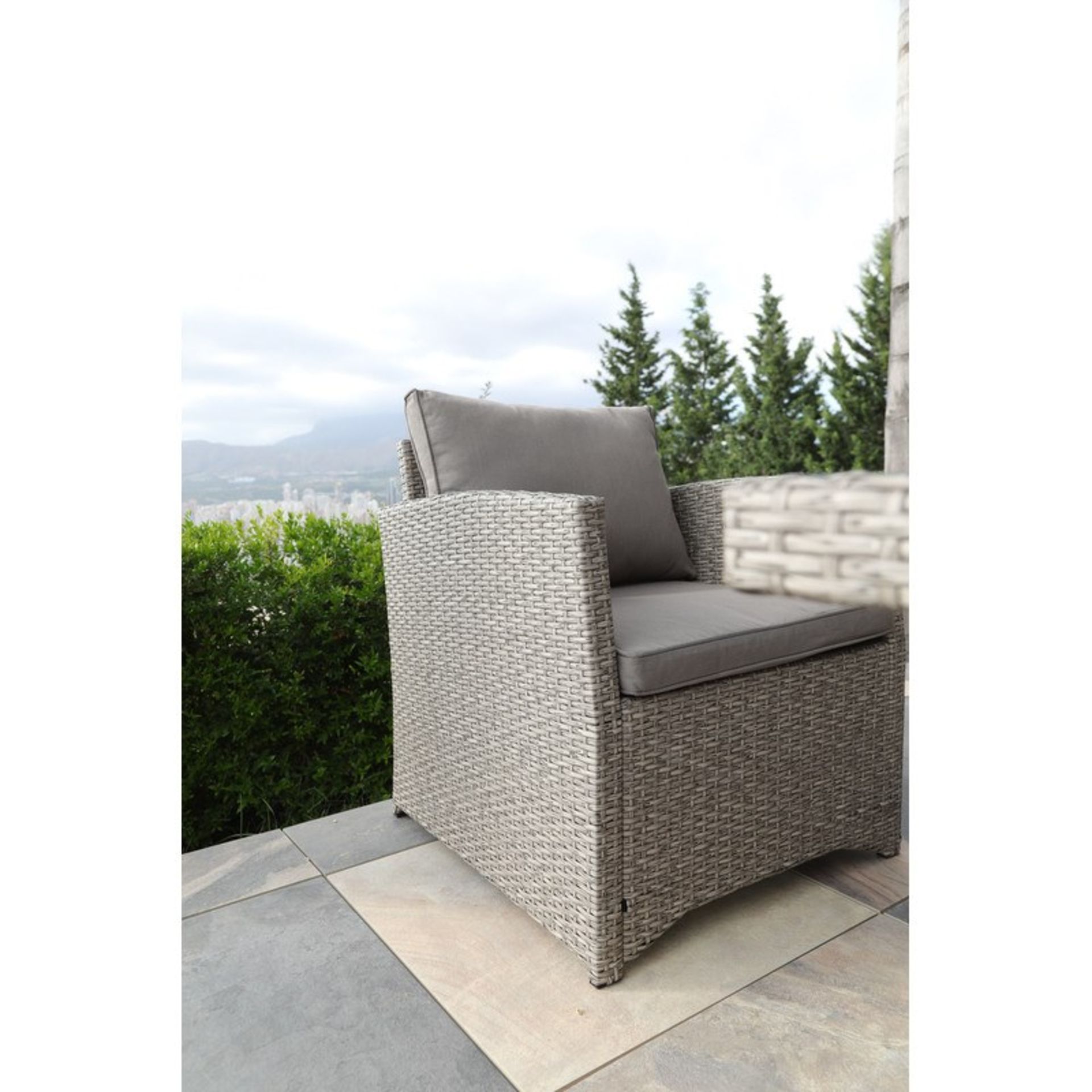 * The Brackenbury Grey PU Rattan Dining Set - Image 4 of 6