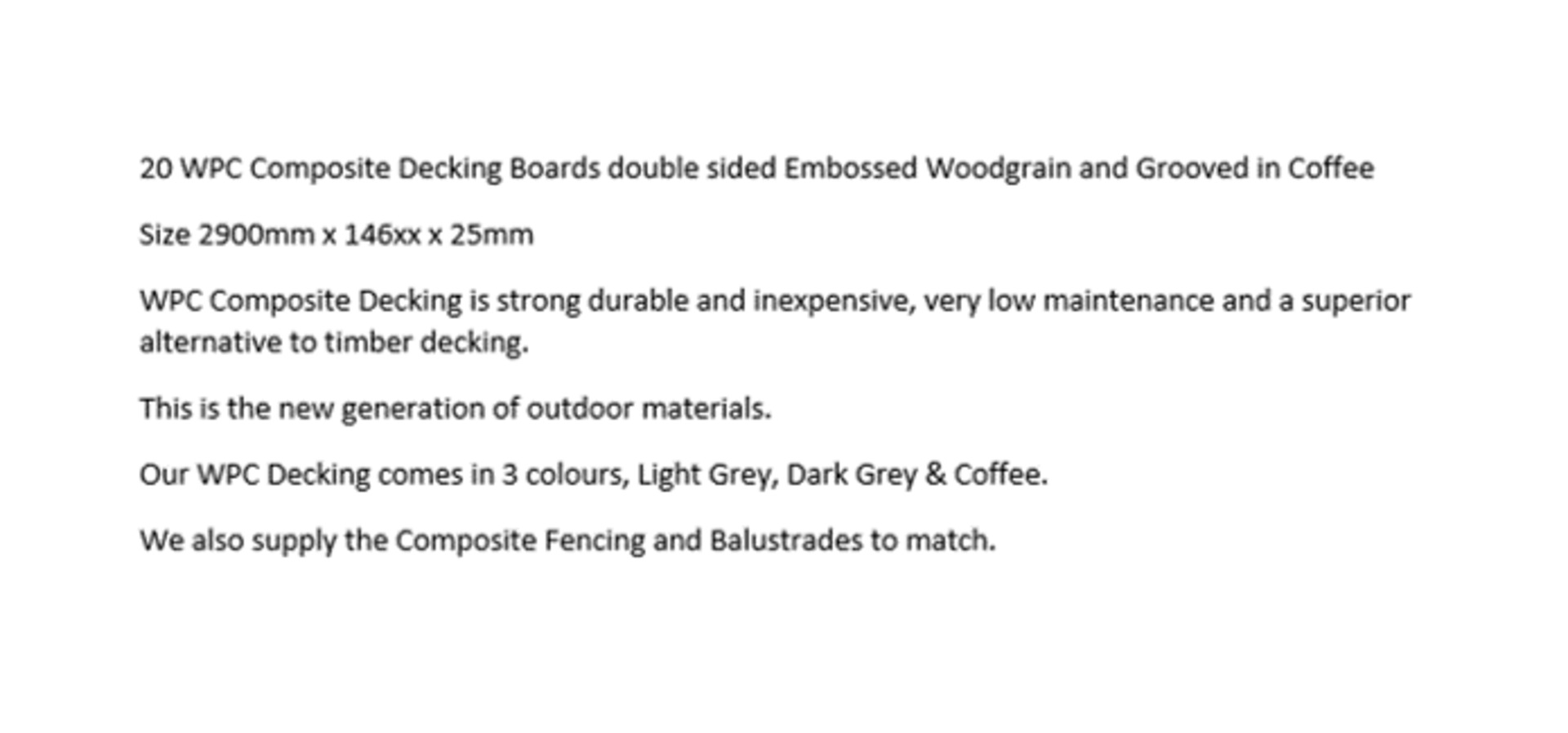* 20 WPC Composite Coffee Double sided Embossed Woodgrain Decking Boards 2900mm x 146mm x 25mm - Image 5 of 5