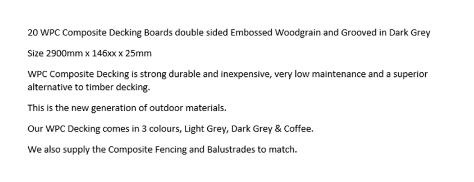 * 20 WPC Composite Dark Grey Double sided Embossed Woodgrain Decking Boards 2900mm x 146mm x 25mm - Image 5 of 5
