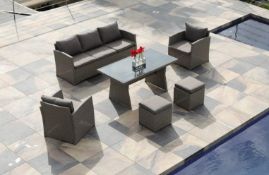 * The Brackenbury Grey PU Rattan Dining Set