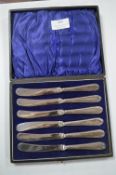 Cased Set of Six Hallmarked Silver Butter Knives