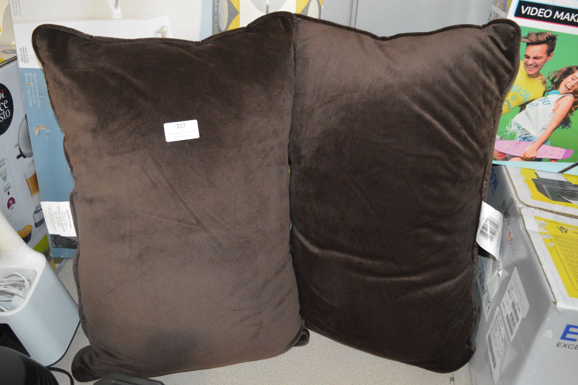 *Two Brown Velvet Cushions