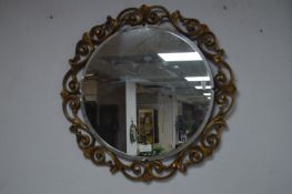Gilt Framed Beveled Edge Circular Wall Mirror