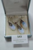 Sterling Silver Pendant & Earrings with Opals